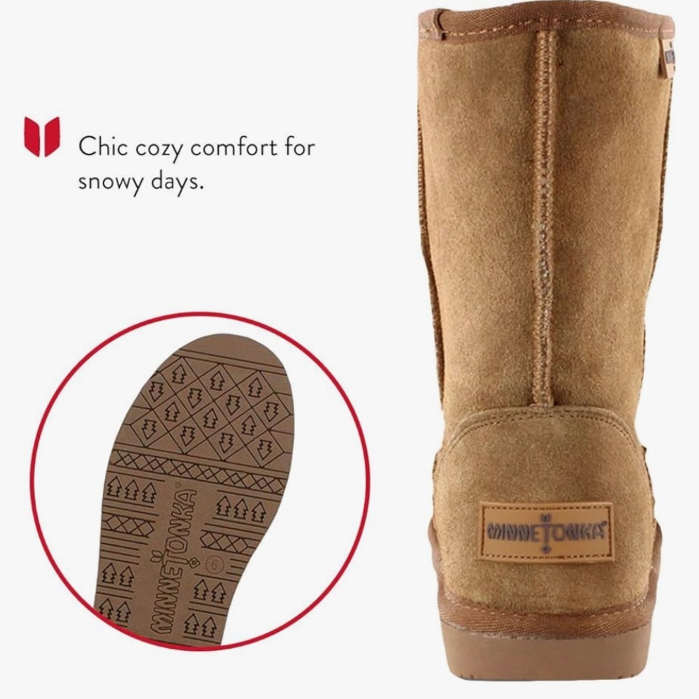Minnetonka  Women’s  Olympia Suede Boots.  Sheepskin Lining Easy Slip On.  NWOT - Picture 11 of 15
